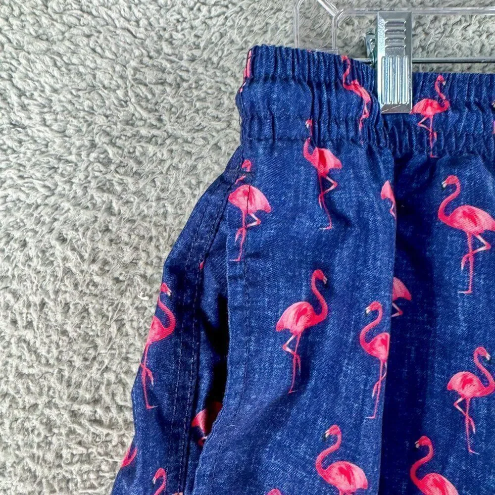 Trunks Flamingo Swim Shorts Mens Large Blue Pink Casual Swim Beach Pool QuickDry